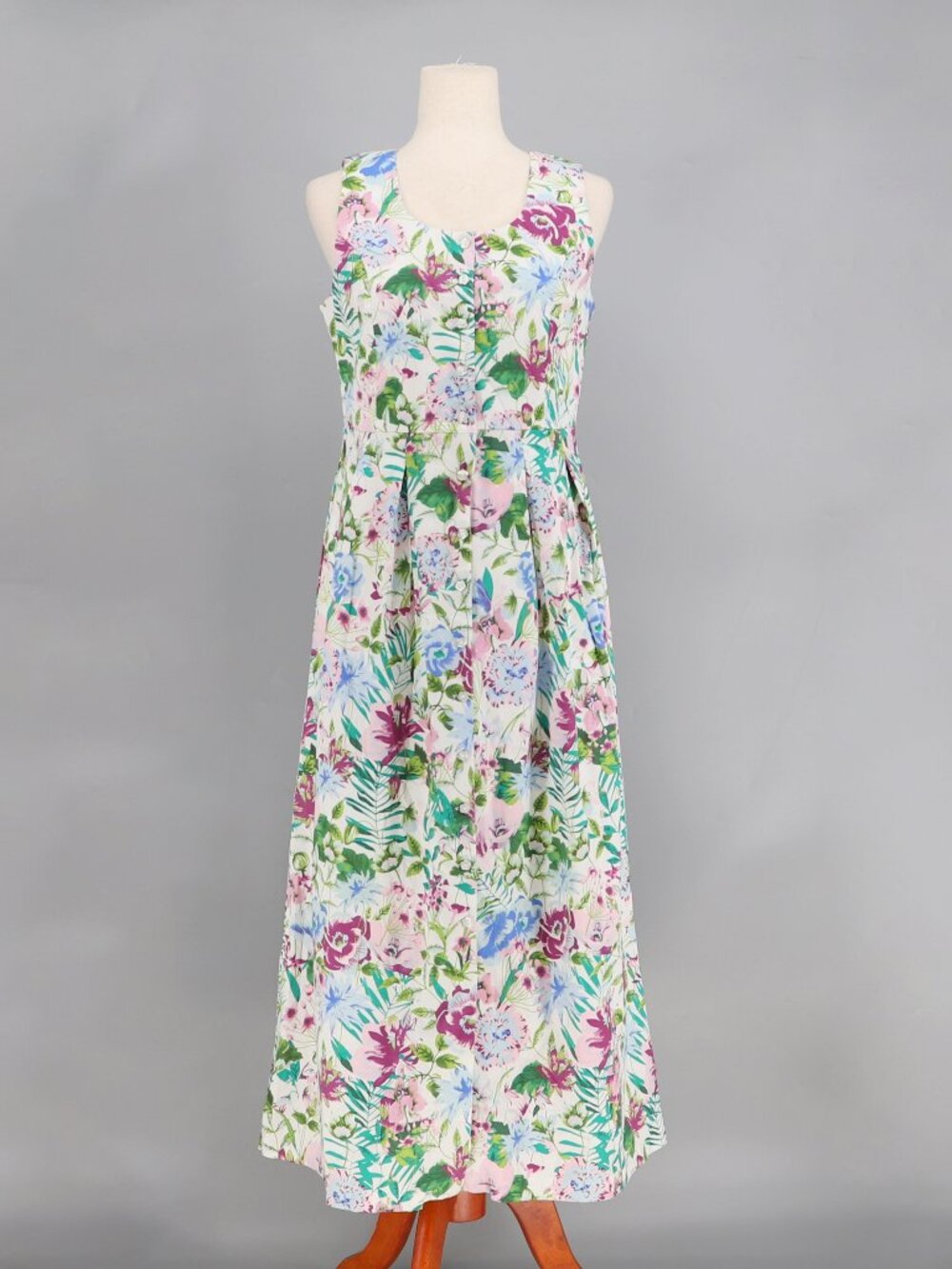 NWOT CHADWICKS Cotton Floral Button Front Sleeveless Midi/Maxi Sundress Size 6
